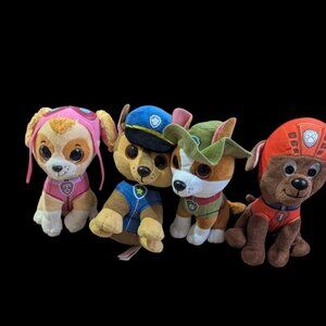 Paw Patrol Plush Toy Set Of 4 Characters Skye Chase Rocky & Zuma 6" Tall Set